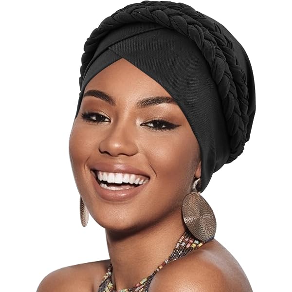 6 Pcs Head Wraps for Women African Turban Head Wraps for Women Twisted Braid African Women Turban Caps Beanie Twist Headscarf Pre Tied  main image 4