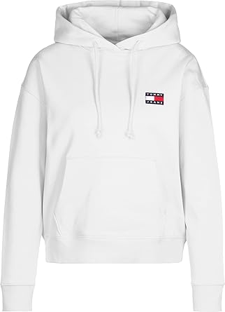 tommy badge hoodie white