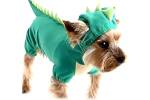 Hotumn Dinosaur Dog Halloween Costume Pet Dino Hoodie for Small Dogs (Large, Green)