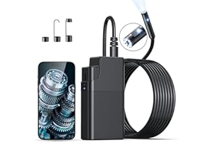 KINPTHY Wireless Endoscope, 2560P HD WiFi Borescope with Dual Lens, IP67 Waterproof Endoscope Camera with Light, Inspection Camera with 9 LED Lights for Android and iOS Smartphone, 16.4FT