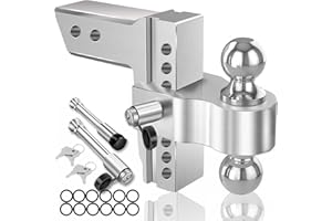 Allucky Adjustable Trailer Hitch Tow Hitch Load Bearing 12,500 LBS, Fits 2 Inch Receiver, Drop Hitch, 2" and 2-5/16" Tow Ball