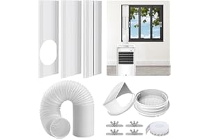 Hyphen-X Portable Air Conditioner Window Vent Kit, with 5.9" Exhaust Hose, 3 Slide Seal Plates, Universal Coupler, Adjustable AC Vent Kit for Ducting Universal for Horizontal & Vertical Windows