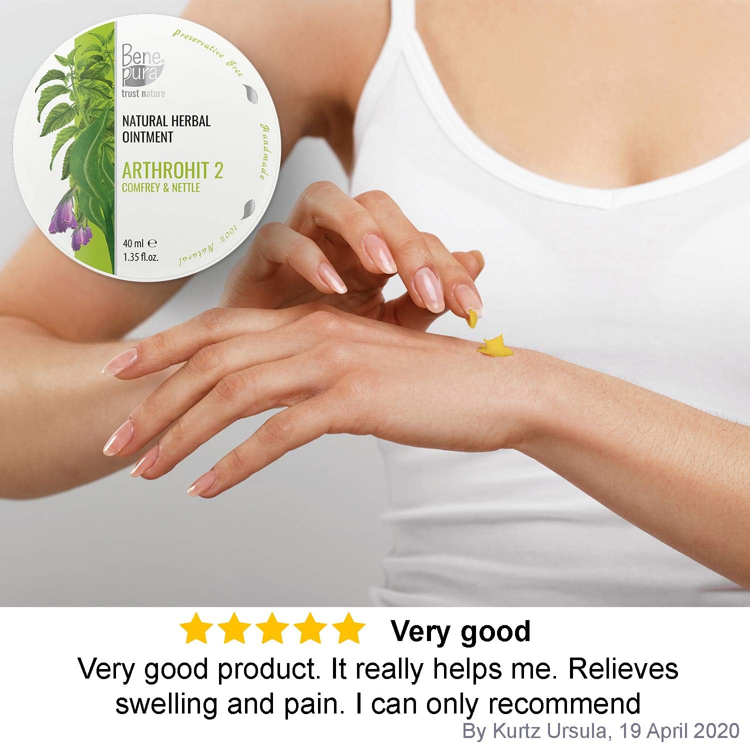 BenePura Arthrohit Comfrey Ointment, Natural Ointment for Joints Stiffness and Swelling with Nettle, 40 ml (Pack of 1) - Image 5