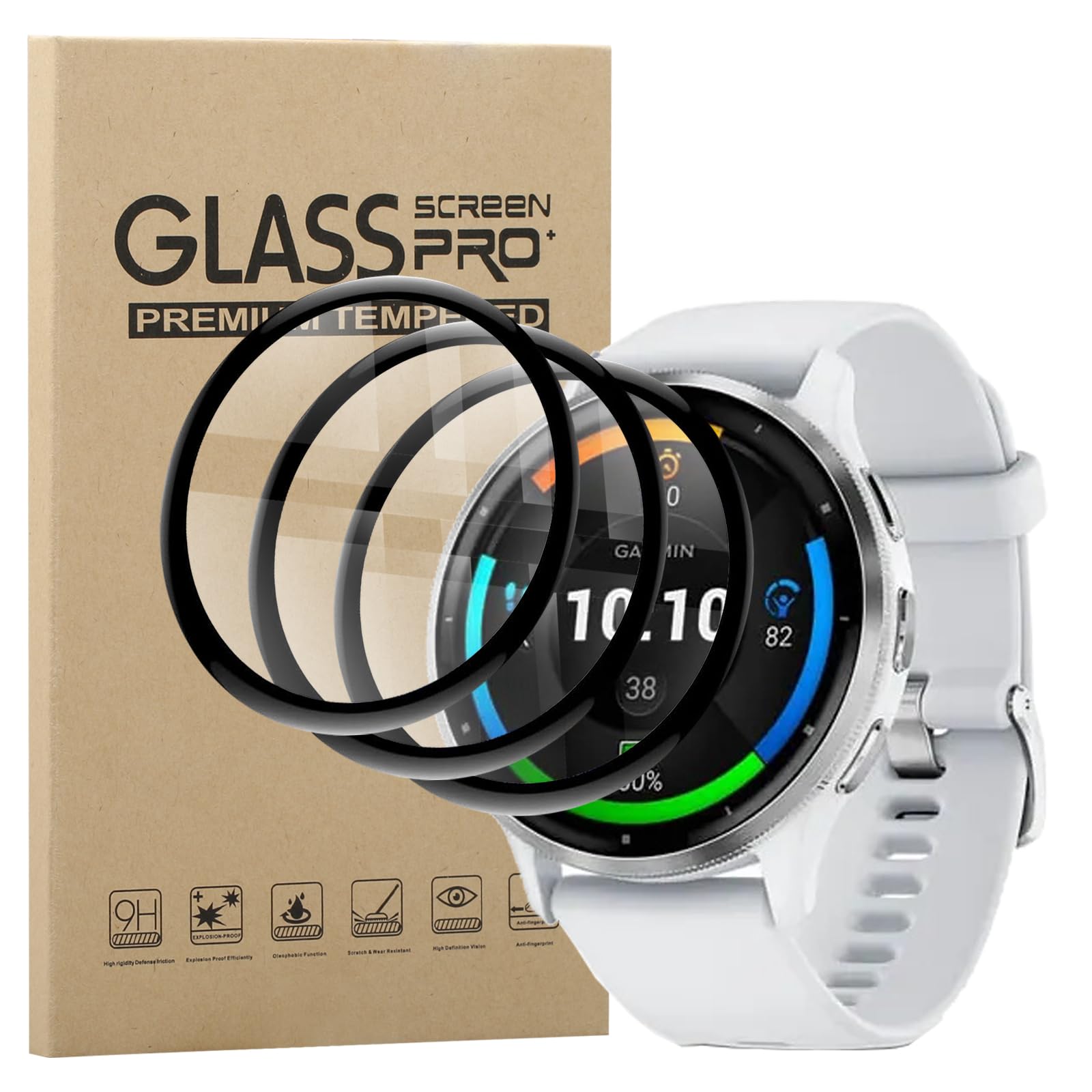 KZIOACSH Screen Protector for Garmin Venu 3, 3 Pack Full Coverage 3D Curved Edge Anti-Scratch Protective Film Flexible Soft PET Anti-Fingerprint Bubble Free Transparent Screen Protector Cover