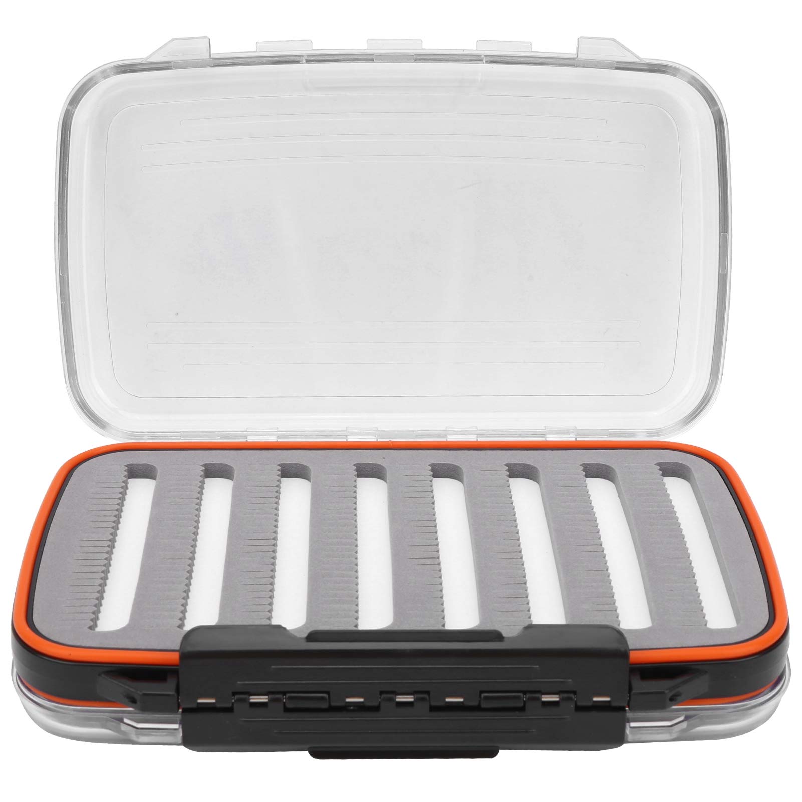 Bnineteenteam Fly Lure Case, Waterproof Fishing Lures Box, Double-Sided Fly Baits Storage Container, Black & Orange Fishing Tackle Accessory Box for Outdoor, Camping, Travel, and Professional Anglers