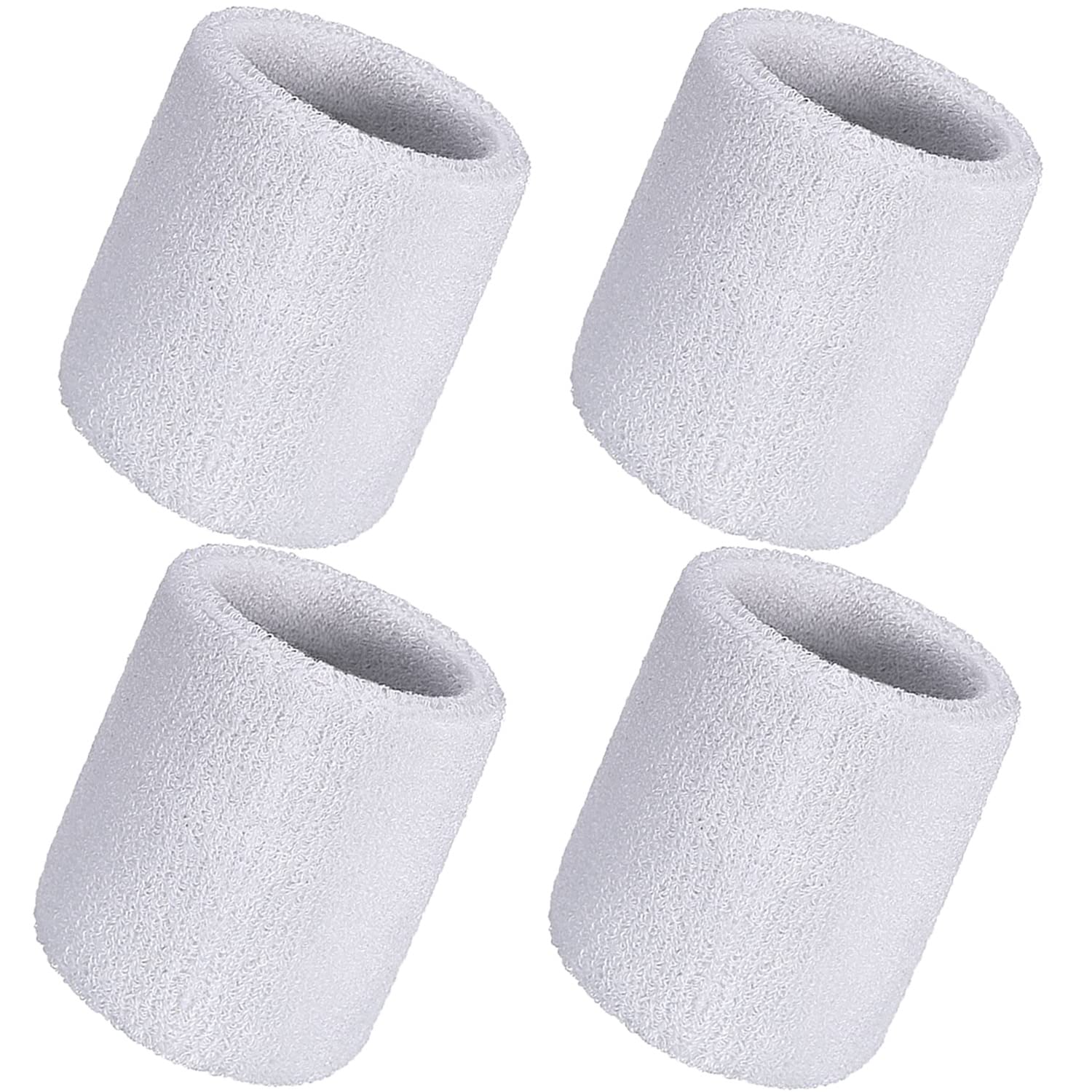 Wristbands Sweatbands Wrist Men Women 4 PCS Sports Sweat Bands for Gym Sports Running Exercise Tennis Basketball Moisture Wicking(Size: 3.15 x 3.15 inches) (4 pcs -White)