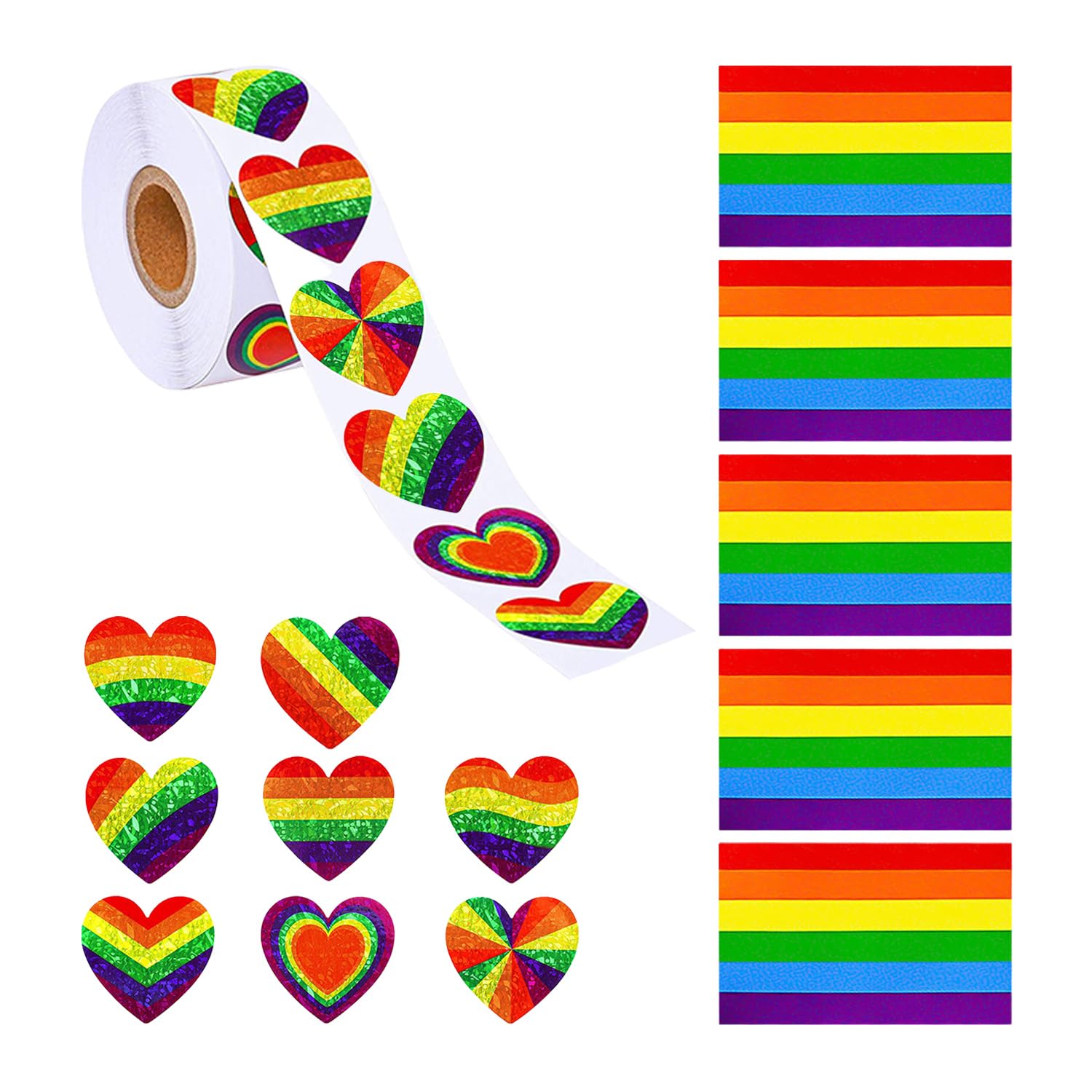 500Pcs Rainbow Love Stickers and 5Pcs Rainbow Tattoo Stickers, Rainbow Stickers, Party Stickers, Decorative Stickers, Waterproof Stickers, Gift Wrapping Stickers