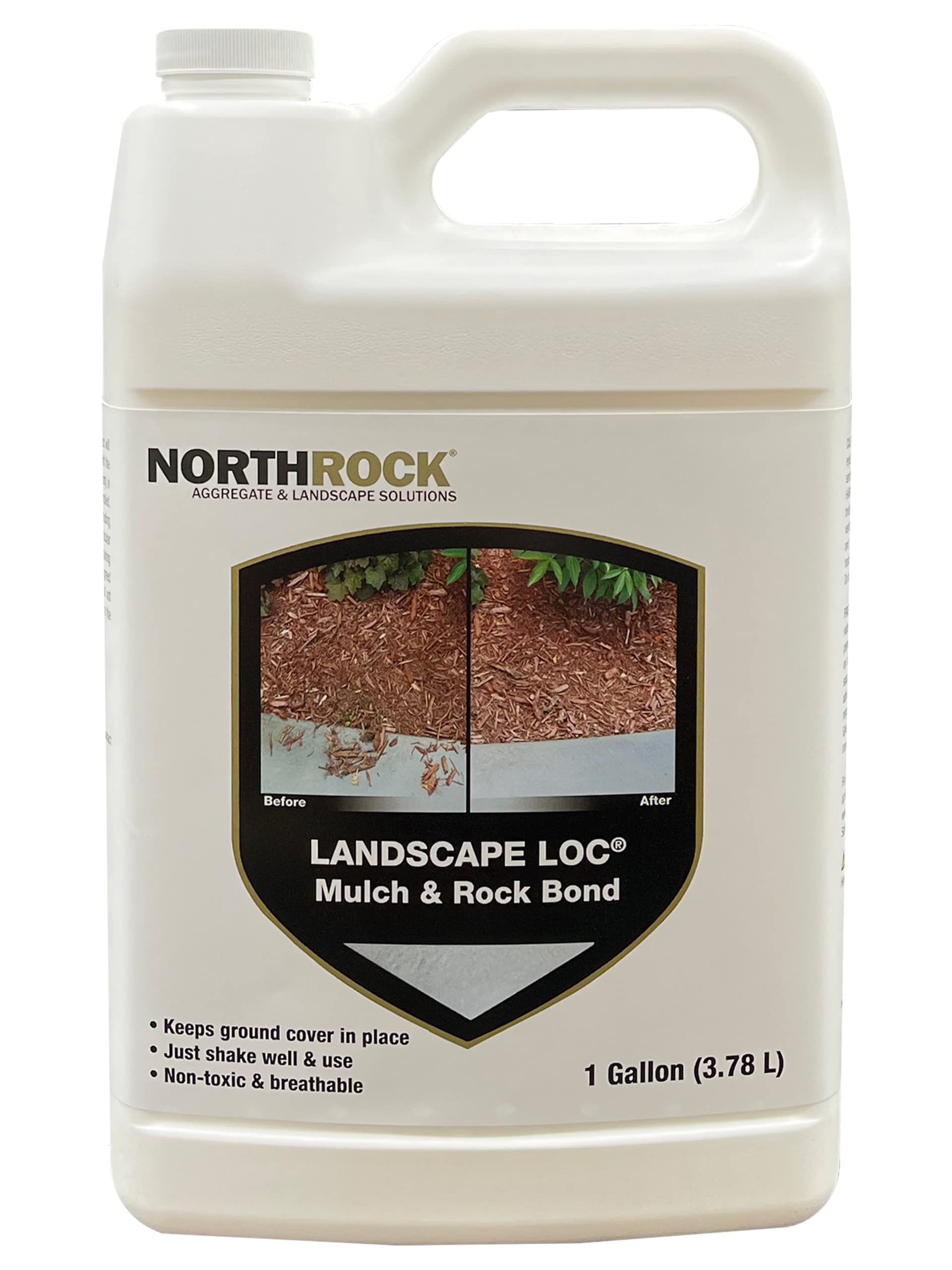 Photo 1 of Landscape Loc Mulch & Rock Bond - Binder for Mulch, Rock, Bark, & Pea Gravel, Safe for Plants & Pets, Ready to Use, Adhesive Spray, Strong Stabilizing Glue, Fast Drying (1 Gallon, 1)