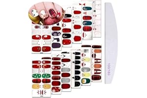 Kalolary 12 Sheets Christmas Full Wraps Self-Adhesive Nail Polish Stickers with 1Pcs Nail File, Nail Art Full-Cover Sticker for Women Winter Christmas Party Nail Decorations