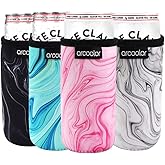 Arcoolor Neoprene Slim Beer Can Cooler for White Claw Turly Sleeves Beer Cooler Bags for 12oz Skinny Energy Drink & Beer