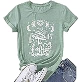 Vintage Boho Graphic Tees for Women Summer Round Neck Nature Cottagecore Tee Tops