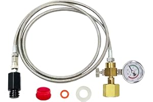 ROVRAI CO2 Tank CO2 Cylinder Quick Connect Adapter Hose with 3500psi Pressure Gauge, CGA320 to TR21-4, Compatible with Fizzi/Onetouch/Jet/AQUA FIZZ Blue Cylinder Soda Water Machine (36in)
