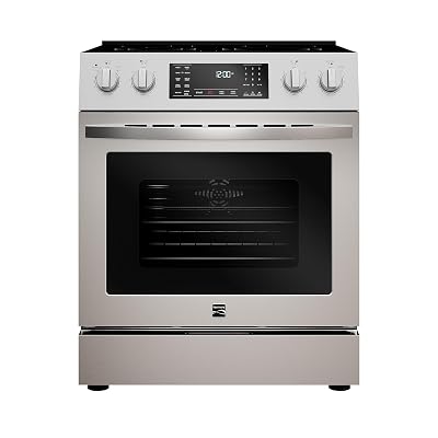 Kenmore Front Control Electric Range Oven with 5 Cooktop Elements with 7 Cooking Power Options, True Convection, Steam and Self Clean, Freestanding Oven, 4.8 cu. ft. Capacity Stainless Steel