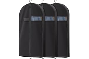 Lazebox 3 packs Garment Bags for Travel and Closet Storage with Zipper Pocket, Heavy Duty Waterproof Hanging Suit Bag with Handles for Suits, Coats, Jackets, Shirts