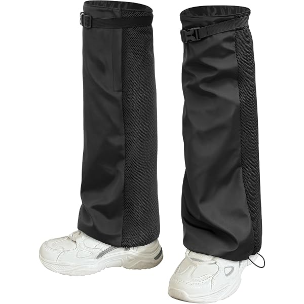 Unisex Black Snowproof Hiking Gaiters - Waterproof Ski Leg Covers, One Size Fits All, Nylon Boot Protection