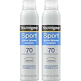 Neutrogena Sport Active Defense SPF 70 Sunscreen Spray, Sweat & Water Resistant Spray Sunscreen with Broad Spectrum Protection for Sunburn Prevention, Oxybenzone-Free, Twin Pack, 2 x 5 oz