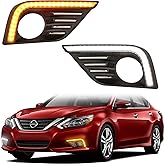 Led Fog Lights Fit for 2016 2017 2018 Nissan Altima Sedan 4Door Led Daytime Running Turn Signal Light,Nissan Altima Fogs light Lamps Assembly (2016Altima-DRL-led)