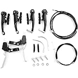 BMX Mountain Bike Bicycle Brake Levers + V Brakes + Cables (Front + Rear) Set