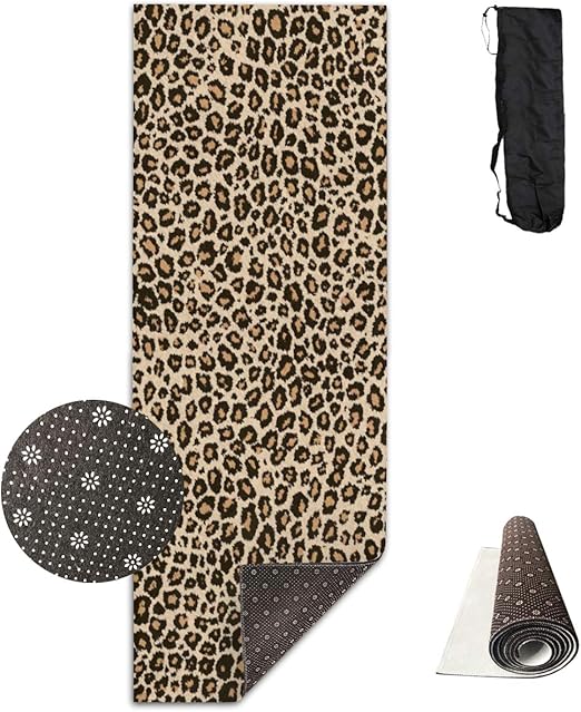 ZZFENG Leopard Print Yoga Mat Non Slip, Eco Friendly