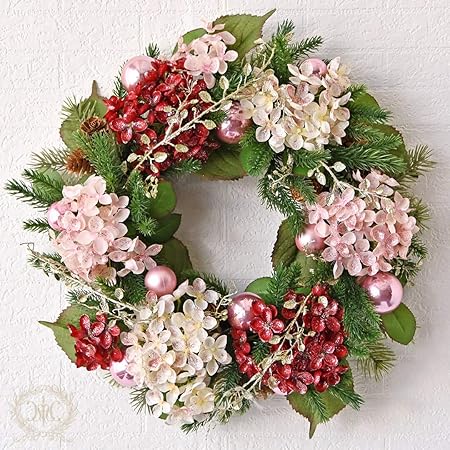 Amazon アジサイクリスマスリース ピンクボルドー 36cm クリスマス雑貨 リース おもちゃ