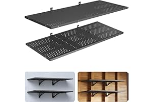 VEVOR 2-Tier Heavy Duty Wall Garage Shelving, 1.64 x 4 ft Steel Wall Mounted Shelving Unit, 19.68 x 48 Inch Per Shelf Floatin
