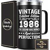 Lifecapido Birthday Gifts for Men, Vintage 1986 Aged To Perfection 20oz Insulated Coffee Mug, 40th Birthday Gifts for Men Brother Dad Husband Uncle, Black
