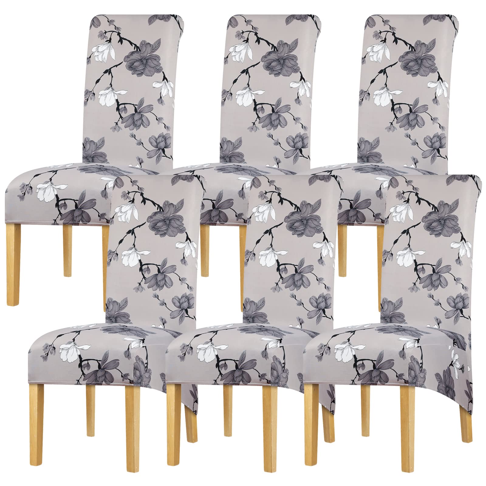 Leorate Chair Slipcover XL Size High Back Chair Cover Stretch Spandex Printing Chair Protector for Dining Wedding Party Banquet Hotel Home Decor Color-844 Pack of 6