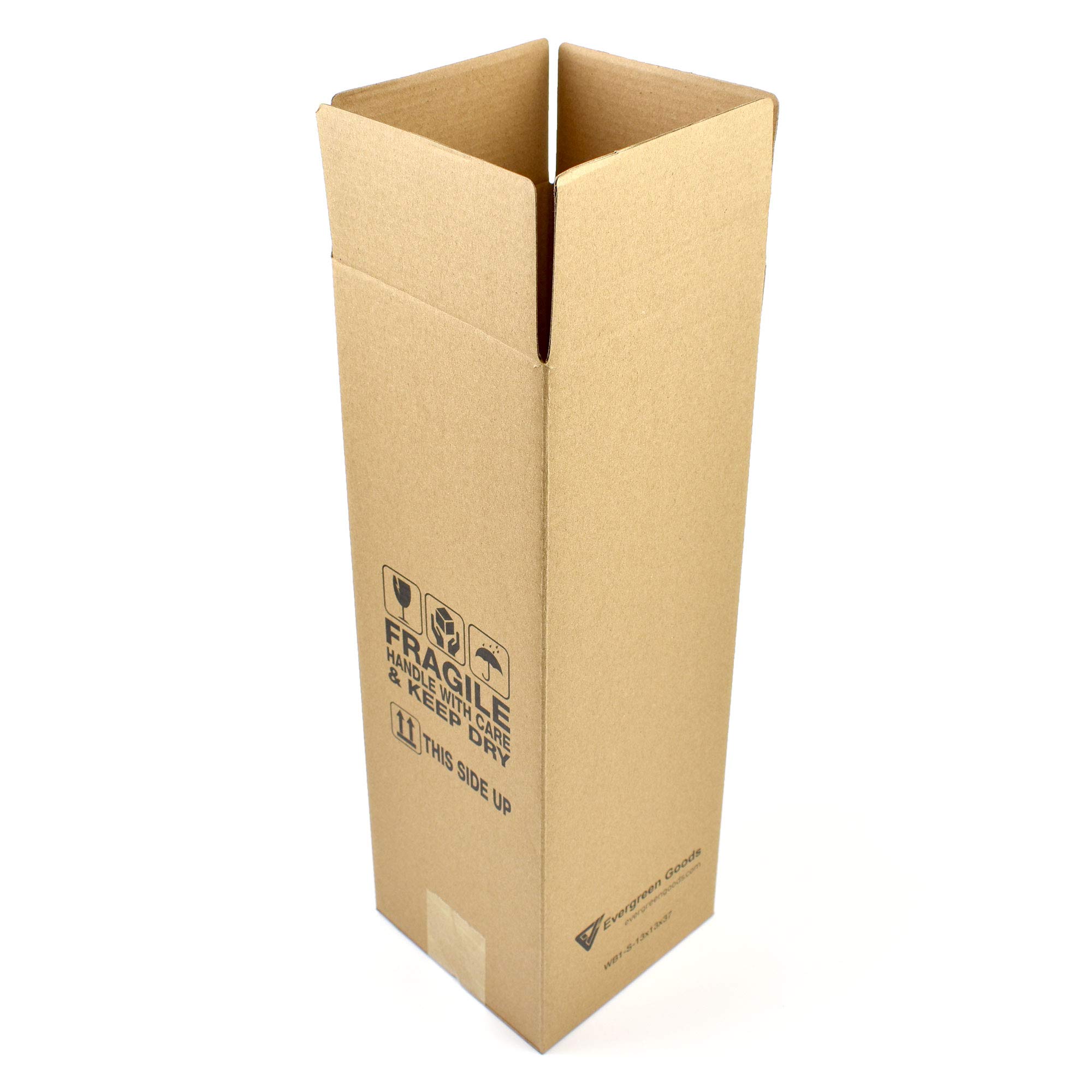 10x Long Corrugated Cardboard Boxes for Royal Mail Small Parcels - 13 x 13 x 37cm - 4 Sizes - Brown Postal Mailing & Shipping Boxes with Cautionary Symbols - Ideal for Small Business & Gift Packaging