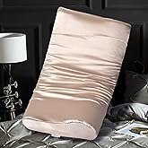 Satin Pillowcase for Contour Memory Foam Pillows, 24" x 14" x 5.1"/3.5" Cervical Pillow Case, Soft Pillow Cover for Sleeping Pillows (Champagne)