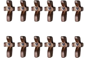 JIUKONG 12-Pack Wooden Cross Fidget, Cross My Heart | Encouragement Gift, Handcrafted Pocket Wood Crosses, Relieve Anxiety for Youself, Inspirational Easter Gift for Christian Faith, Prayer, Christmas Gifts