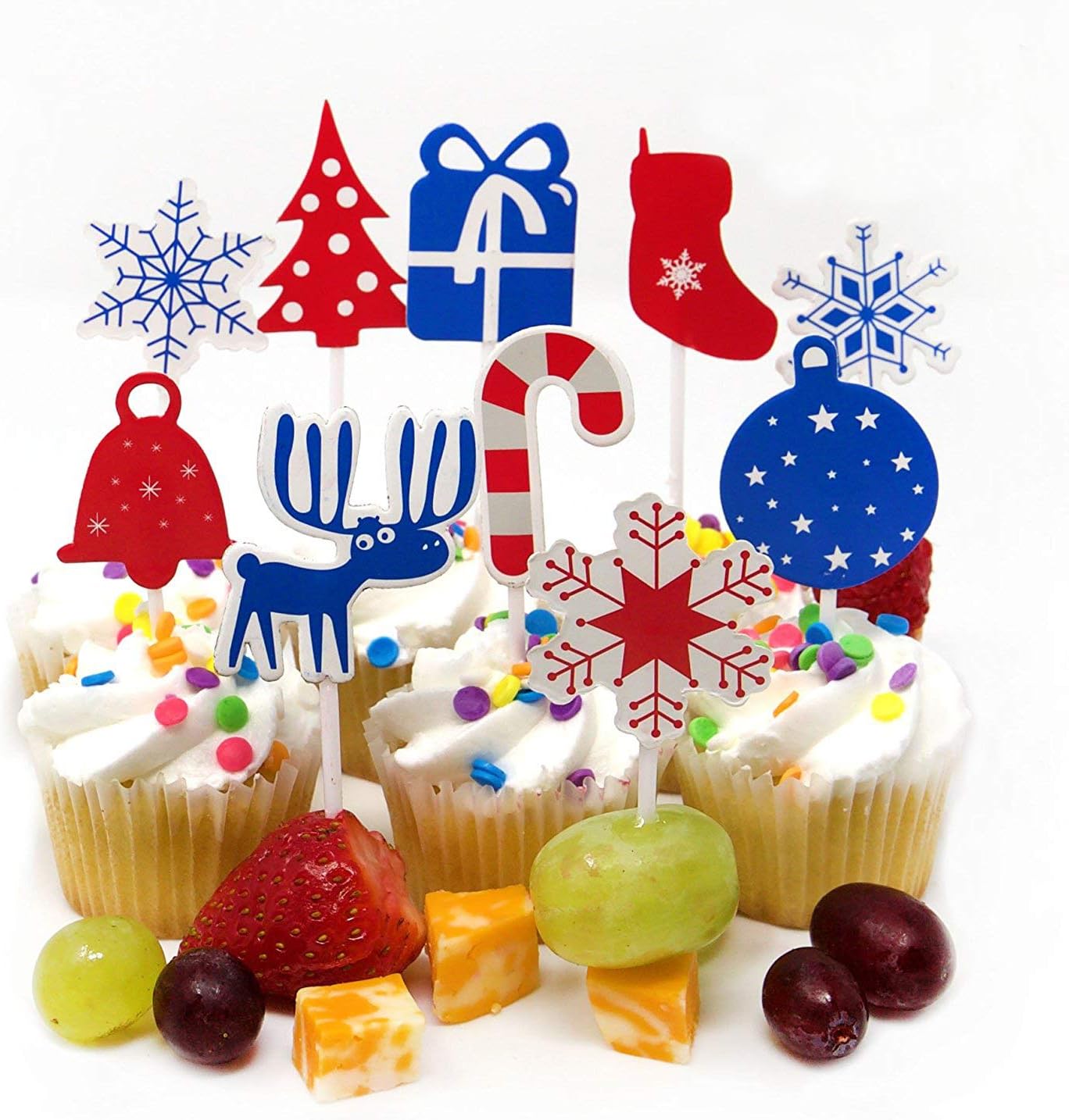 Youngever 200 Christmas Party Supplies - Christmas Decorations - 160 Christmas Cupcake Toppers Christmas Picks - 40 Christmas Napkins - 11 Unique Designs