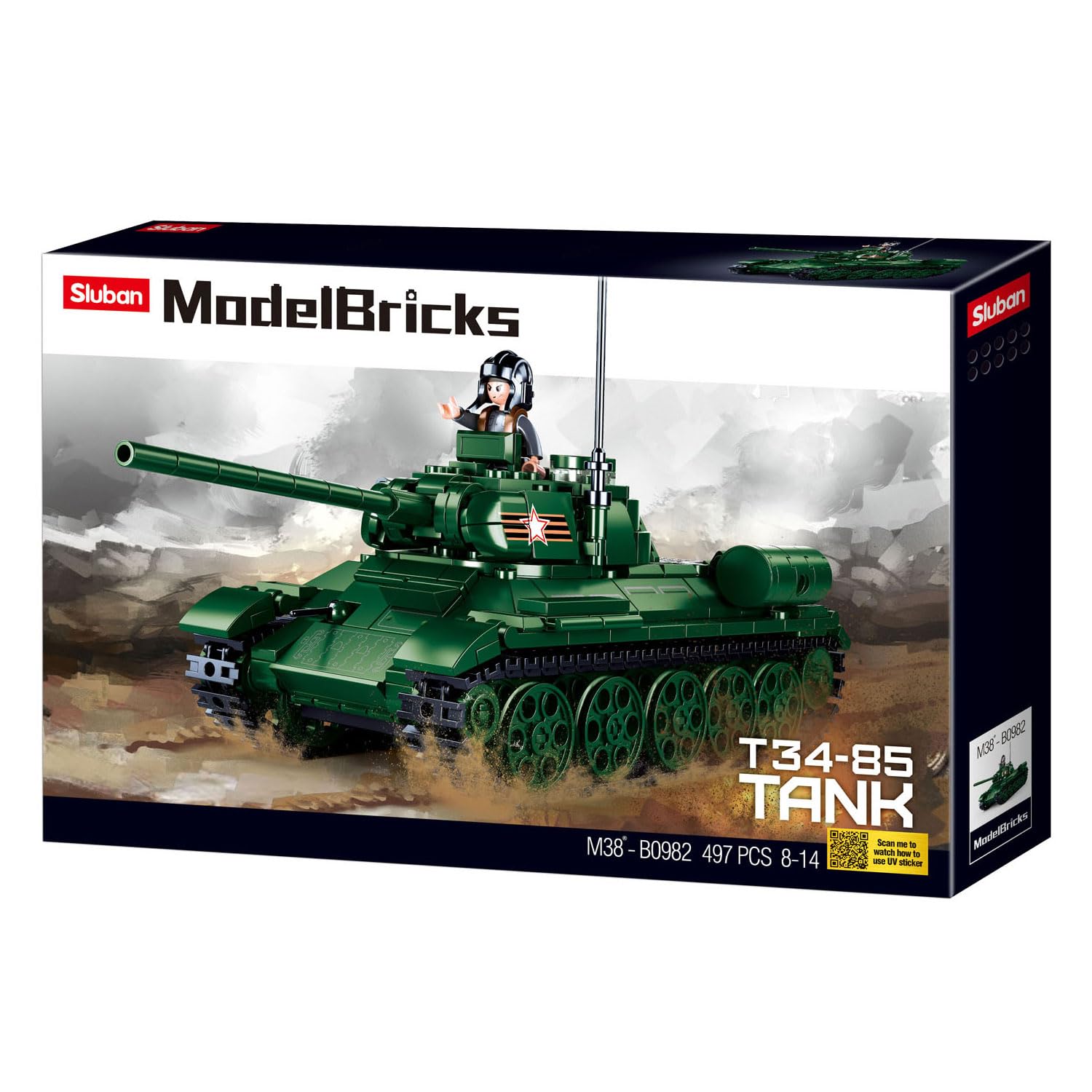 Sluban Soviet T34-85 Tank Building Blocks (497 Pieces)