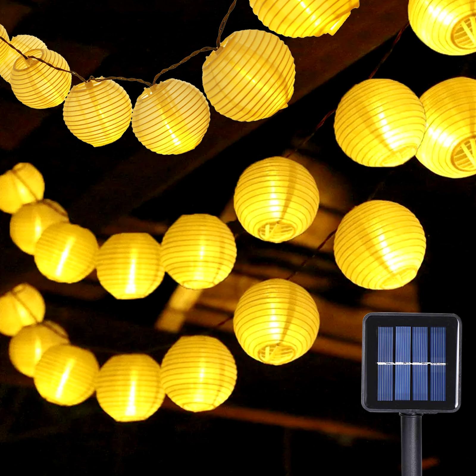WoskjXas Solar String Lanterns, 13.6M/44.6FT 30LEDs Timable Solar Lanterns Fairy Lights, 8 Lighting Modes 600mAH IP65 Waterproof Decorative Lights Outdoor for Courtyard Garden Lawn Balcony