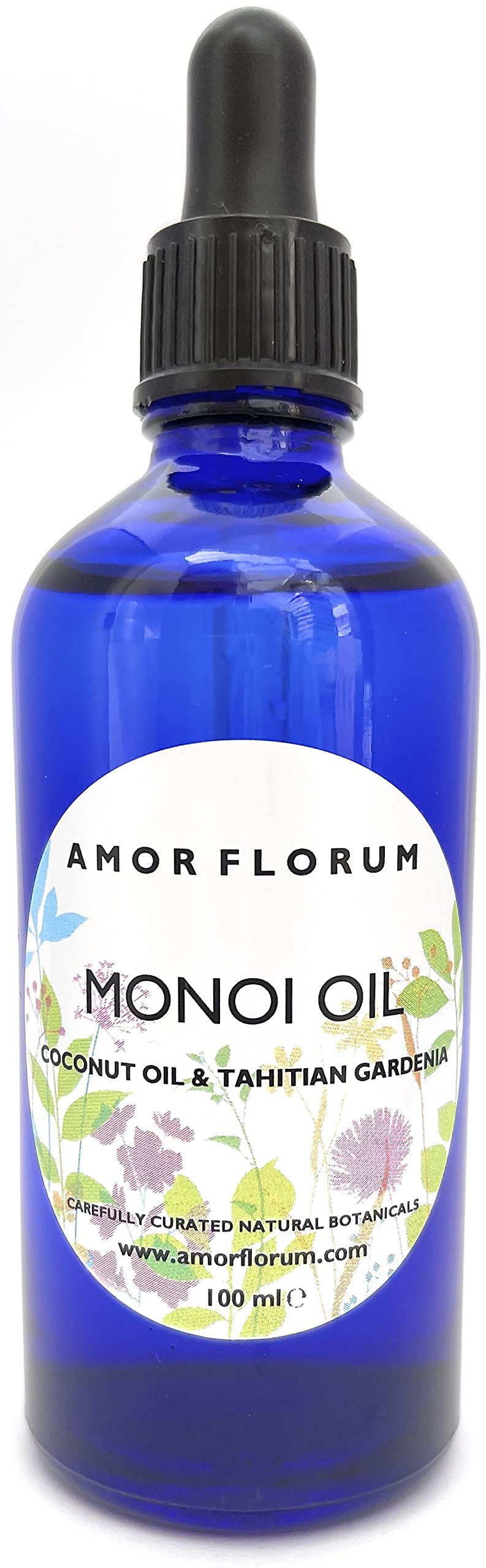 Amor Florum Monoi Oil de Tahiti – 100% Natural Gardenia Infused Coconut Oil – Revitalising Face & Body Treatment – Hydrating Hair & Cuticle Oil – 100ml Sustainable Glass Bottle