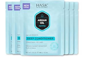 HASK ARGAN OIL Repairing Deep Conditioner Treatments for all hair types, color safe, gluten free, sulfate free, paraben free - Pack of 6