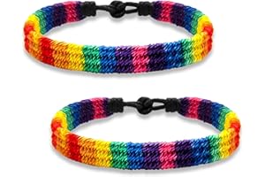 SKYFUN LGBT Pride Rainbow Bracelets for Couples Handmade Pride Friendship LGBTQ Bracelet for Women Men Braided Wristband Adjustable