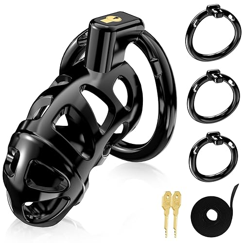 Male Cock Metal Chastity Cage - Large Chastity Device with 3 Active Sizes Ring Elastic Auxiliary Belt Invisible Lock Key, Bondage Gear Accessories Adult Sex Toys for Men Penis Exercise and Abstinence