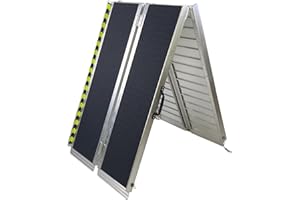 WINVI Non-Skid Wheelchair Ramp Threshold Ramp with a Non-Slip Surface Portable Aluminum Foldable Mobility Scooter Ramp for Home Steps Stairs Doorways Curbs (8 Foot)