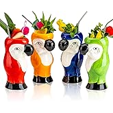 25 OZ Tiki Mugs for Cocktail Set of 4 - Large Ceramic Tiki Cups,Tiki Glasses Cute Exotic Cocktail Glasses, For Hawaiian Party And Tiki Bar