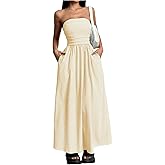 Milumia Women's Striped Strapless Maxi Dress Summer Casual Tube Top Long Dresses with Pocket