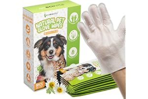 GoEcoVita Pet Glove Wipes for Dogs & Cats | Nourish & Clean Fur & Skin | Coconut Oil & Chamomile Rinse-Free Wipes | Bathing Glove Wipes for Daily Care and Travel | Natural, Hypoallergenic (8 Pack)