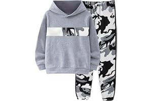 Tainmully Boys Clothes Boy Outfits 2-Piece Long Sleeve Hoodie and Camouflage Pants Boys Fall Winter Clothes for 6-16 Years