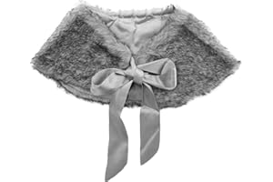 IPENNY Girls Faux Fur Wrap Shawl Flower Kids Princess Cape Wedding Bridesmaid Bolero Shrug Christmas Party Costume Dress Up