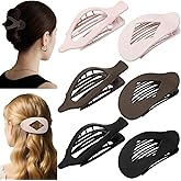 6 Pcs Flat Hair Clips for Women, 2 Styles Lay Flat Claw Clips, Large Non-slip Matte French Hair Clips for Thin Thick Hair, Neutral Color