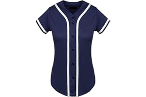 SPTEHW Womens Baseball Jersey Blank Button Down Softball Jersey Hip Hop Hipster Short Sleeve Sports Uniform