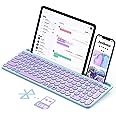 seenda Bluetooth Keyboard for iPad, 2.4G + Bluetooth Multi-Device Typewriter Keyboard with Number Pad, Tablet Holder for iPad Tablet, Andriod Phone, MacBook/Windows PC Desktop, Barbie Purple