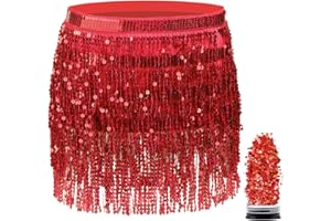 Funcredible Mini Skirt - Sequin Sparkly Skirt - Hula Skirt - Holographic Tassel Skirts