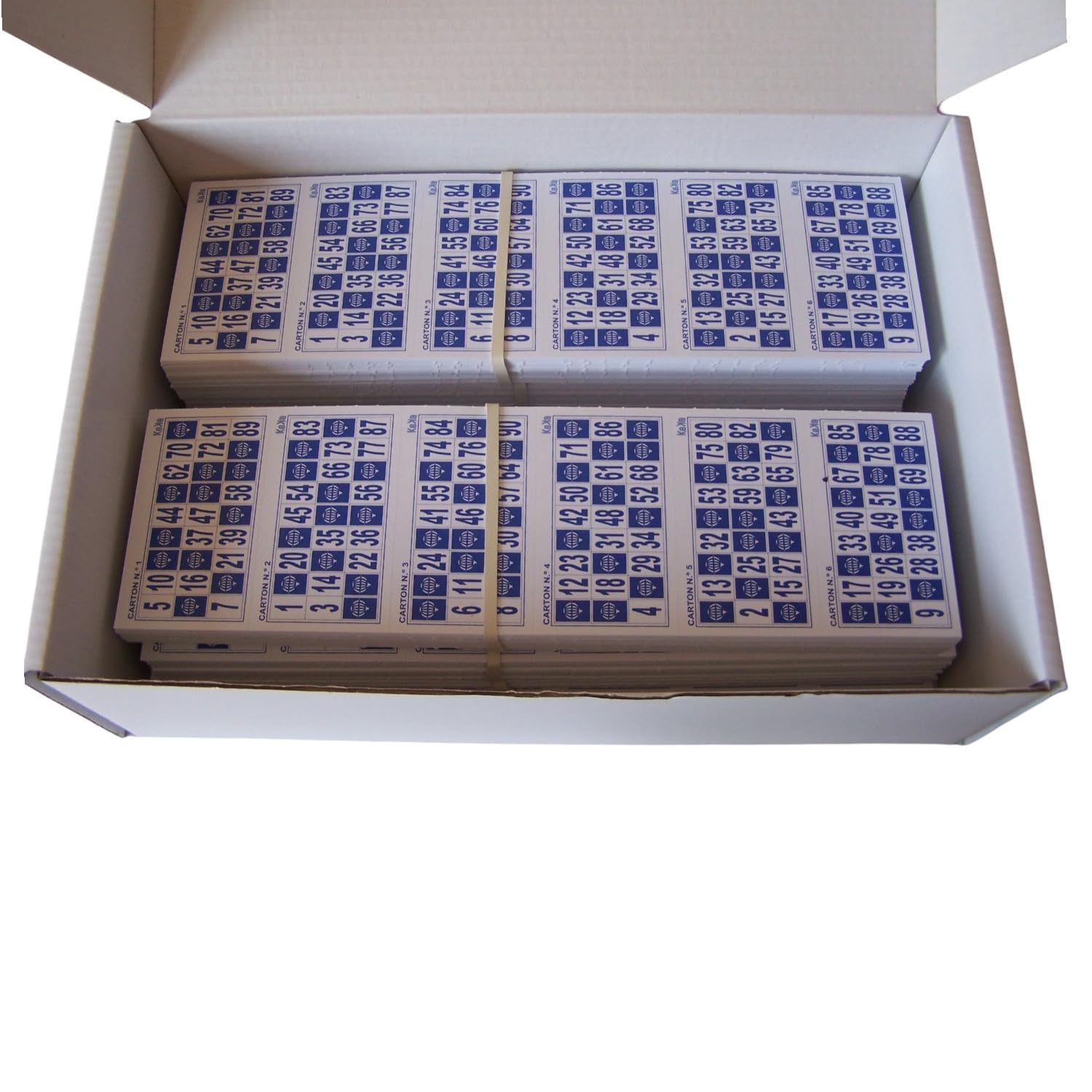 KEKA 3,600 Bingo Cards of 90 Balls Saving Pack 20% (6 Series of 600 Blue Cards)