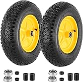 4.80/4.00-8 Tire and Wheel, 16” Pneumatic Wheelbarrow Tires with 5/8"&3/4" Bearings, 4.80/4.00 x 8 Tire for Wheelbarrows/Hand Truck/Garden Trailer/Trolley/Wagons/Garden Carts/Dolly(2 Pack)