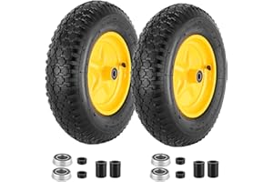 CMOOD 4.80/4.00-8 Tire and Wheel, 16” Pneumatic Wheelbarrow Tires with 5/8"&3/4" Bearings, 4.80/4.00 x 8 Tire for Wheelbarrows/Hand Truck/Garden Trailer/Trolley/Wagons/Garden Carts/Dolly(2 Pack)